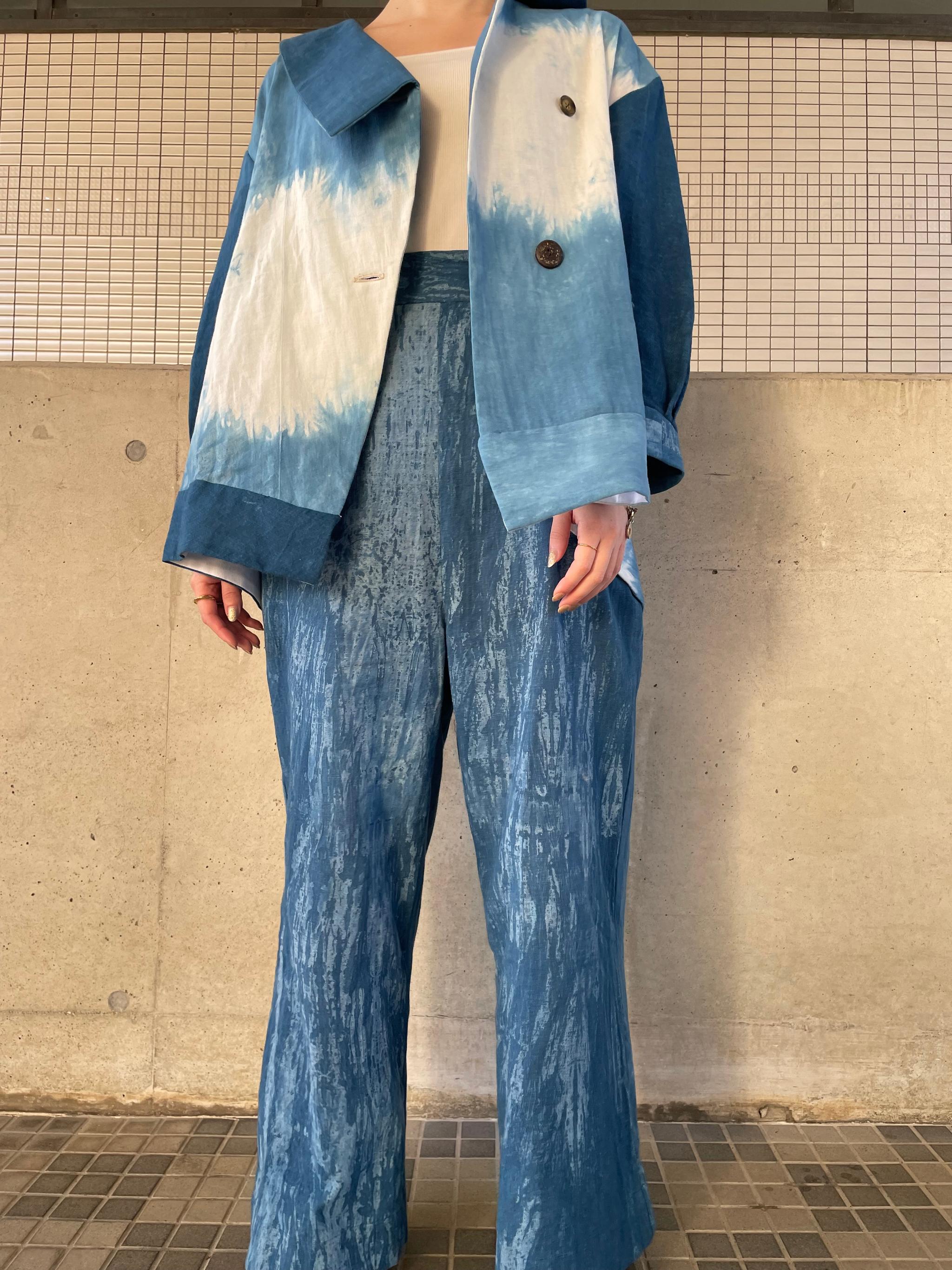 世界に一つだけの藍染楽らくワイドパンツ | 2枚目