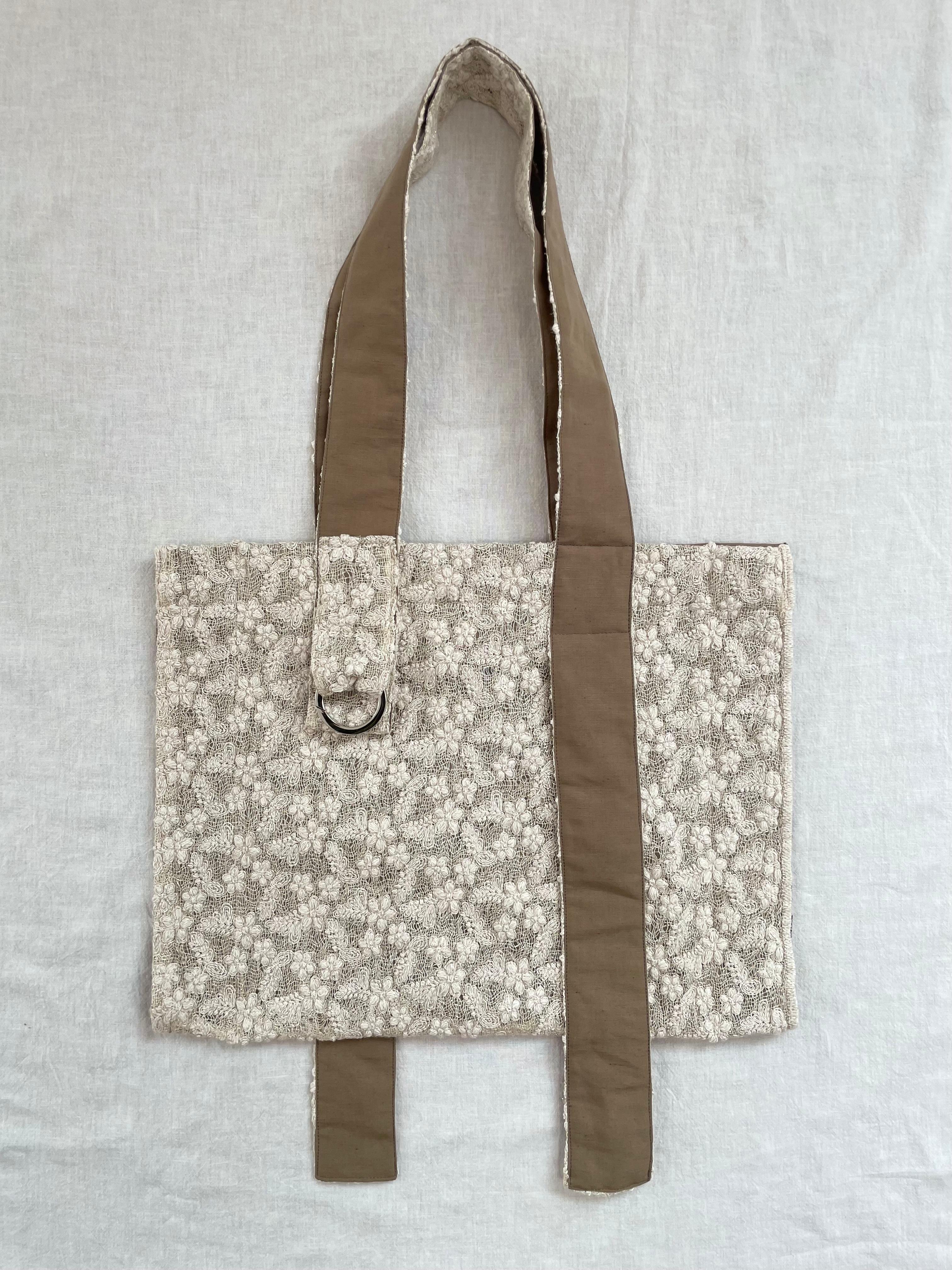 世界に一つだけの異素材トートバッグ(花柄)